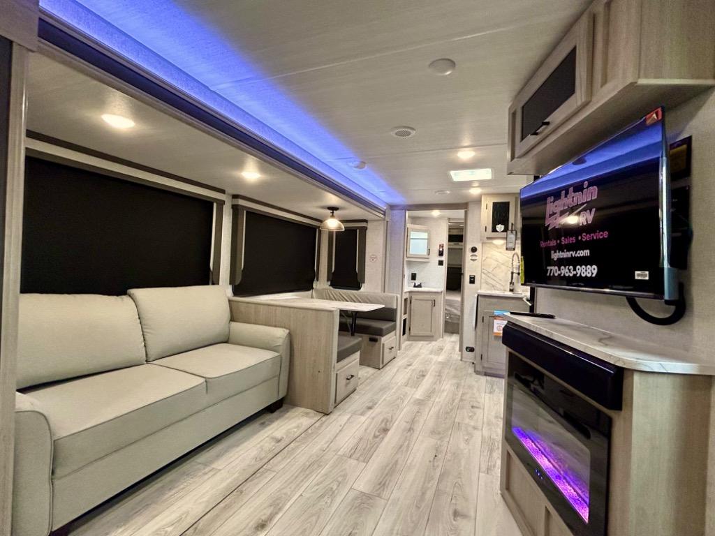 Interior of a new RV at Lightnin RV